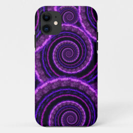 Paarse Spiraal Fractale Kunstpatroon iPhone 11 Hoesje