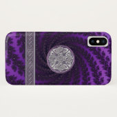 Paarse Spiral Fractal Celtic Knot iPhone X Hoesje (Achterkant (horizontaal))