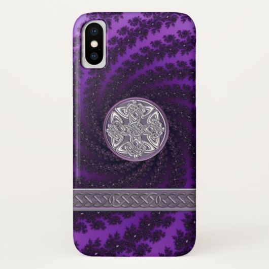 Paarse Spiral Fractal Celtic Knot iPhone X Hoesje (Achterkant)