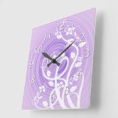 Paarse Spirals, Filigree & Flowers Vierkante Klok (Hoek)