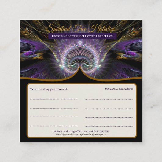 Paarse Spirituele Boom Holistische Fractal Art Afsprakenkaartje (Achterkant)