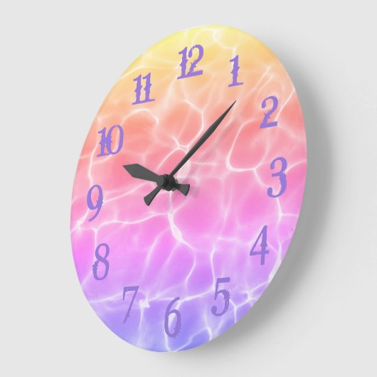 Paarse splash nummers regenboog zwembad grote klok (Hoek)