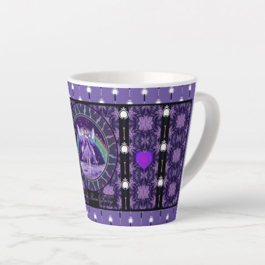 Paarse spoedbeurs latte mok (Rechterhoek)