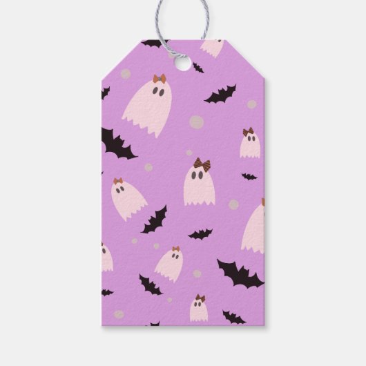 Paarse spoken Halloween trick or treat Gift Labels Cadeaulabel (Voorkant)