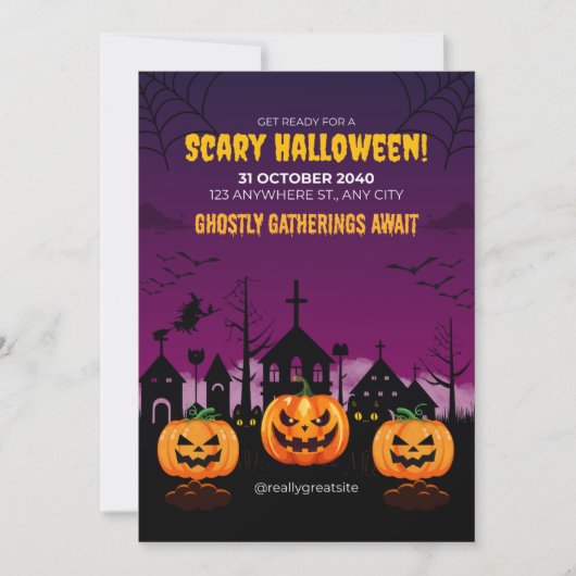 Paarse spookachtige Halloween Poster Kaart (Voorkant)