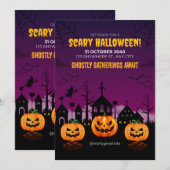 Paarse spookachtige Halloween Poster Kaart (Voorkant / Achterkant)