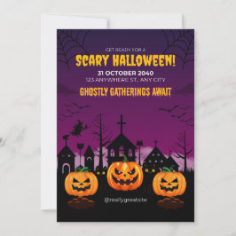 Paarse spookachtige Halloween Poster Kaart