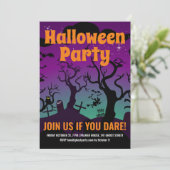 Paarse spookgraf Halloween feest Kaart (Staand voorkant)