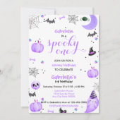 Paarse Spooky Een 1e Verjaardag Ghost Kaart (Voorkant)