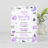 Paarse Spooky Een 1e Verjaardag Ghost Kaart (Staand voorkant)