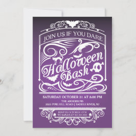 Paarse Spooky Gothic Halloween Uitnodiging