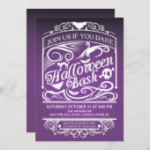 Paarse Spooky Gothic Halloween Uitnodiging (Voorkant / Achterkant)