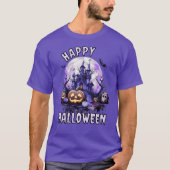 Paarse Spooky Halloween T-shirt (Voorkant)