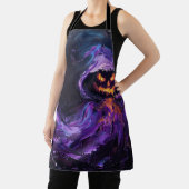 Paarse Spooky Jack O Lantern Ghost Schort (Insitu)
