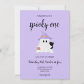 Paarse Spooky One 1st Birthday Party Invitation Kaart (Voorkant)