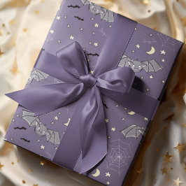 Paarse Spooky Schattige Baby Meisje Vleermuizen Ha Cadeaupapier