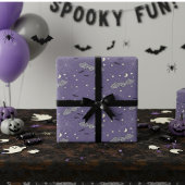 Paarse Spooky Schattige Bats Halloween Cadeaupapier
