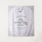 Paarse Spooky Schattigee Halloween Baby shower Ach Wandkleed (Voorkant)