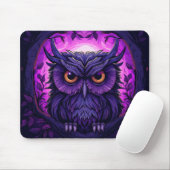 Paarse Spooky Uil op Halloween Night Graphic Muismat (Met muis)