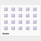 Paarse sport jerzee nummer 12.png ronde sticker (Vel)