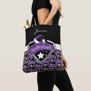 Paarse sport Volleyball   DIY-tekst Tote Bag