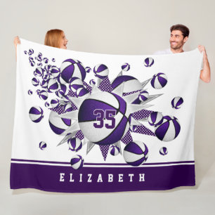 paarse sportkamer Decor meisjes basketballen sterr Fleece Deken