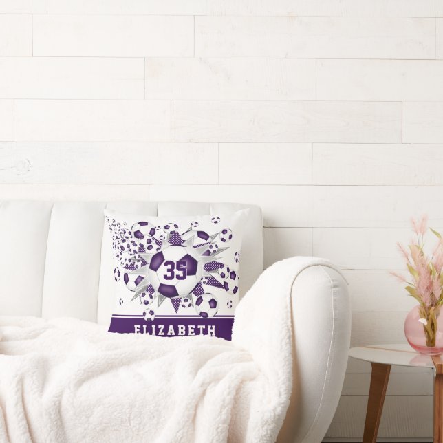 paarse sportkamer meisjes voetballen sterren kussen (Bank)