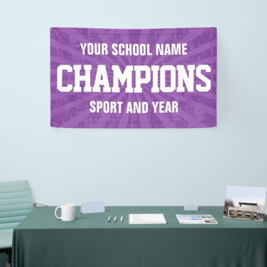 Paarse sportkampioen spandoek (Beurs)