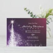 Paarse sprankelende elegante kerstboom kaart (Staand voorkant)