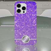 Paarse sprankelende glitter monogram telefoonhoes Case-Mate iPhone case