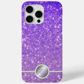Paarse sprankelende glitter monogram telefoonhoes Case-Mate iPhone case (Achterkant)