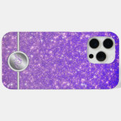 Paarse sprankelende glitter monogram telefoonhoes Case-Mate iPhone case (Achterkant (horizontaal))