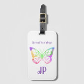  Paarse spreid je vleugels vlinder Bagagelabel (Voorkant (verticaal))