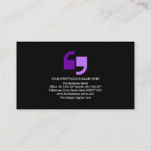 Paarse sprekerbox Quotentiemarkering Persverslag Visitekaartje (Achterkant)