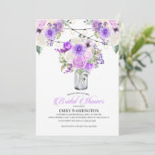 Paarse Spring Floral Vase Bridal Shower Kaart (Staand voorkant)