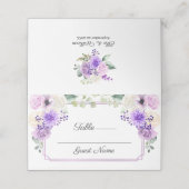 Paarse Spring Floral Wedding Place Card Plaatskaartje (Buitenkant ongevouwen)