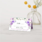 Paarse Spring Floral Wedding Place Card Plaatskaartje (Voorkant)