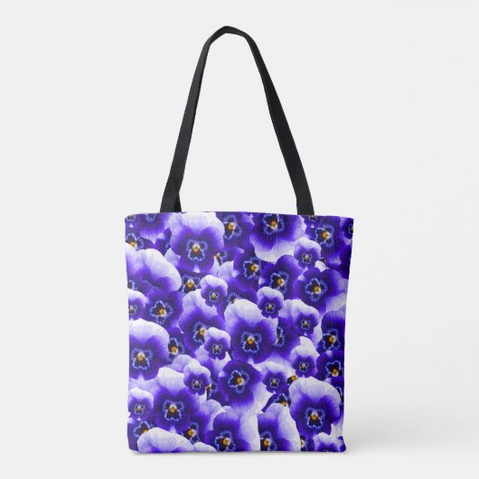 Paarse Spring Pansies Patroon en Jouw naam Tote Bag (Achterkant)