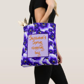 Paarse Spring Pansies Patroon en Jouw naam Tote Bag (Dichtbij)