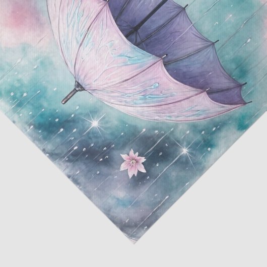 Paarse Spring Umbrella April Douches Decoupage Tissuepapier (Detail)