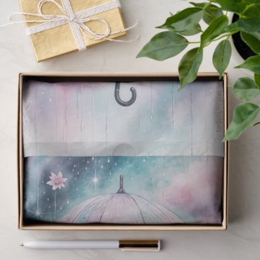 Paarse Spring Umbrella April Douches Decoupage Tissuepapier (Geschenk)