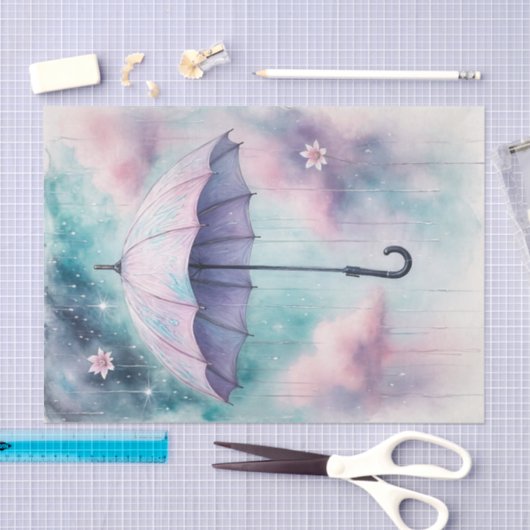 Paarse Spring Umbrella April Douches Decoupage Tissuepapier (Craft)
