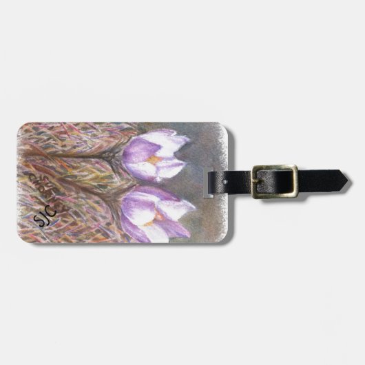 PAARSE SPRINGCROCUSSEN GEPERSONALISEERD BAGAGELABE BAGAGELABEL (Voorkant horizontaal)