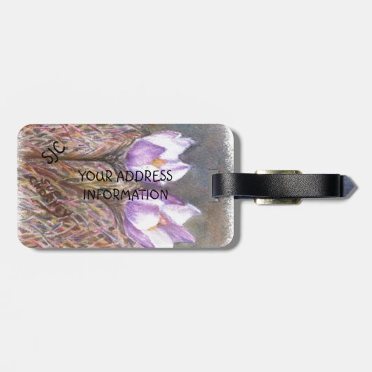 PAARSE SPRINGCROCUSSEN GEPERSONALISEERD BAGAGELABE BAGAGELABEL (Achterkant horizontaal)