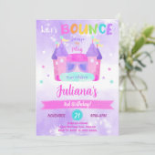 Paarse Springhuis Verjaardagsuitnodiging Kaart (Staand voorkant)