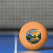 Paarse springplank Pond bij zonsopgang Pingpongbal (Net)