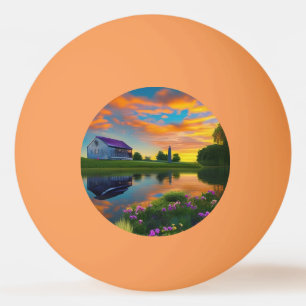 Paarse springplank Pond bij zonsopgang Pingpongbal