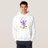 Paarse sprinkhaan jonglerend leuk schepsel hoodie (Voorkant volledig)
