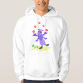 Paarse sprinkhaan jonglerend leuk schepsel hoodie (Voorkant)
