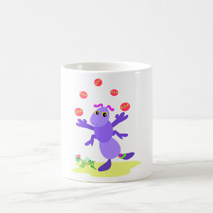 Paarse sprinkhaan jonglerend leuk schepsel koffiemok